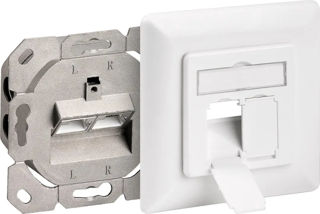 Goobay Netwerk Wandcontact Inbouwdoos 2x RJ45 CAT6 - Wit