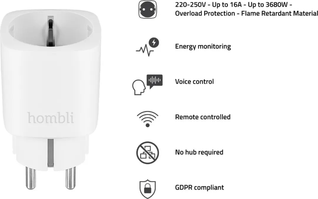 Hombli Slimme Stekker WiFi Energiemeter - 4 Stuks