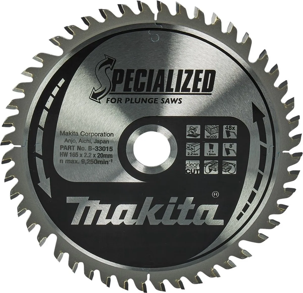 Makita Invalcirkelzaagblad B-33015 165mm - 48T