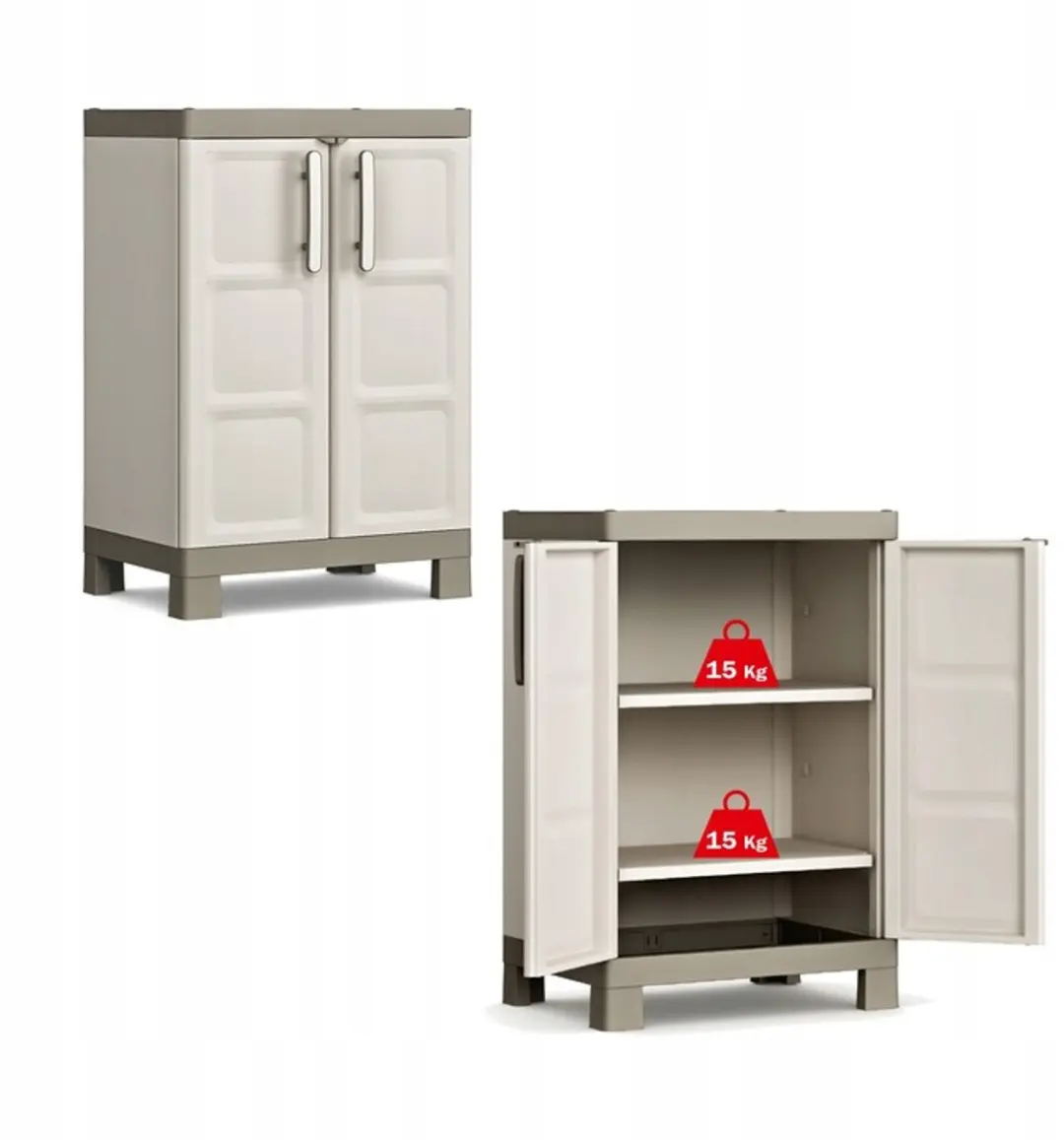 Keter Excellence Opbergkast Laag 2 Planken 45x65x97cm Beige/Taupe - afbeelding 6 van 6