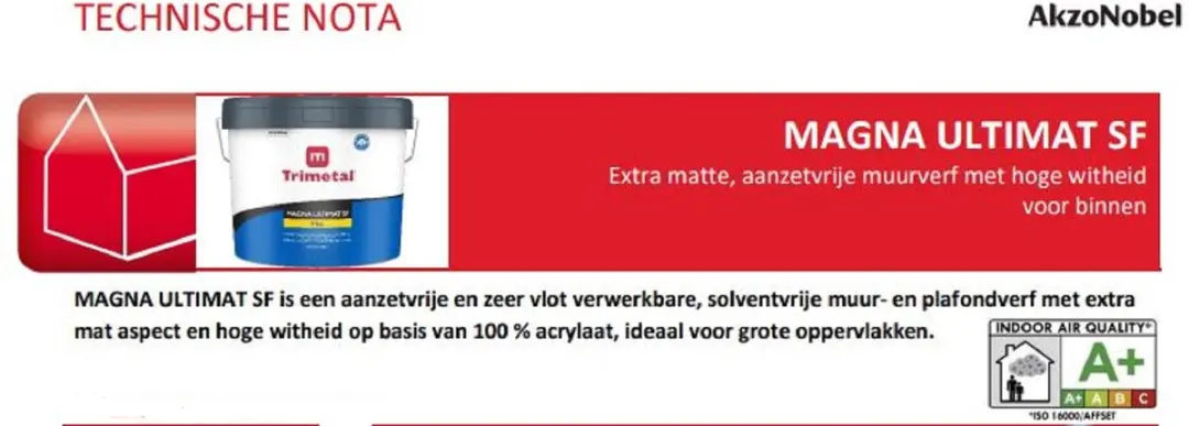 Trimetal Magna Ultimat SF Binnenmuurverf 1L - RAL 9001 Cremewit