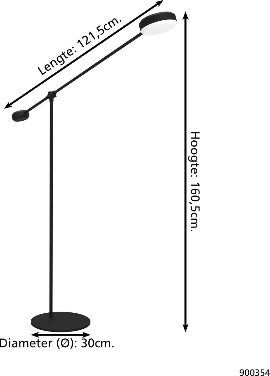 Eglo Clavellina Vloerlamp - LED 160,5cm - Zwart/Wit - afbeelding 6 van 6