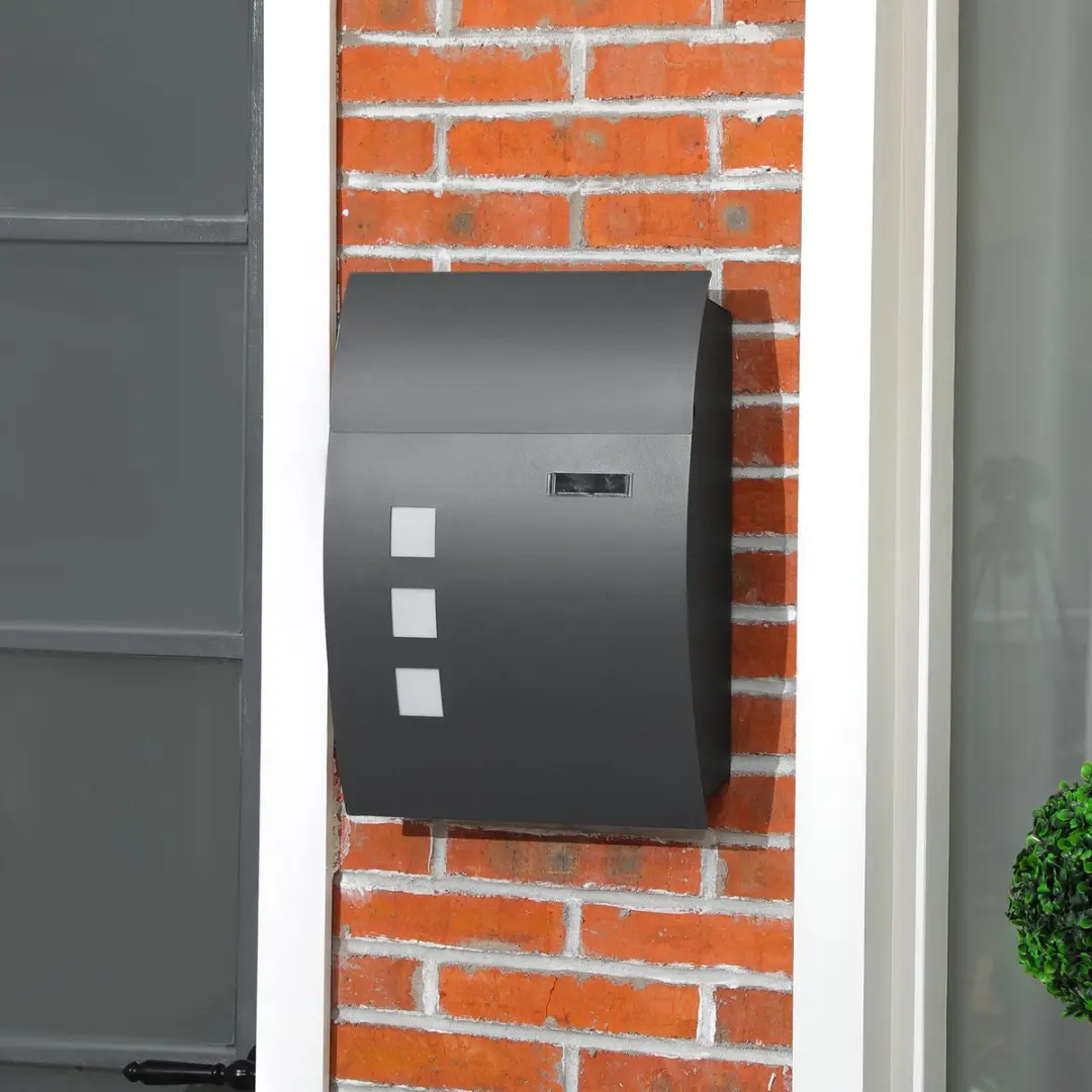 Homcom Brievenbus Donkergrijs 32x10x45cm