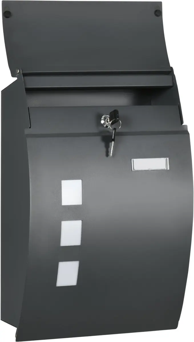 Homcom Brievenbus Donkergrijs 32x10x45cm