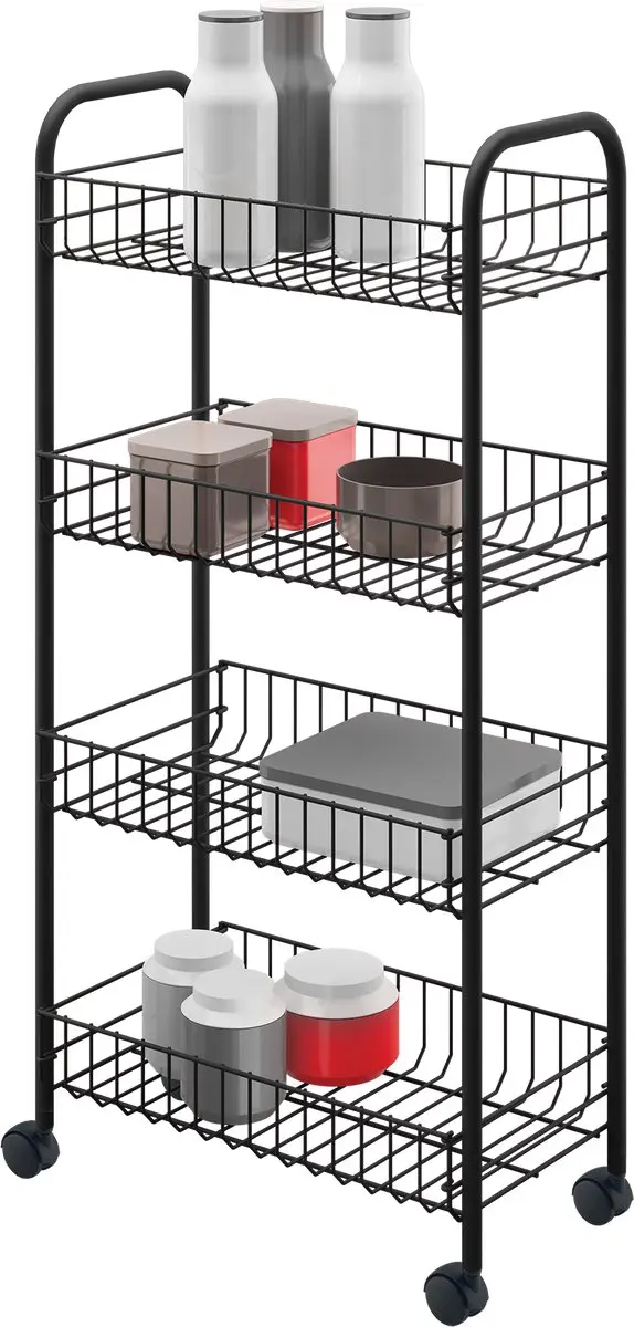 Metaltex Pisa Keukentrolley 340634 - 4 Manden - Zwart - afbeelding 3 van 4