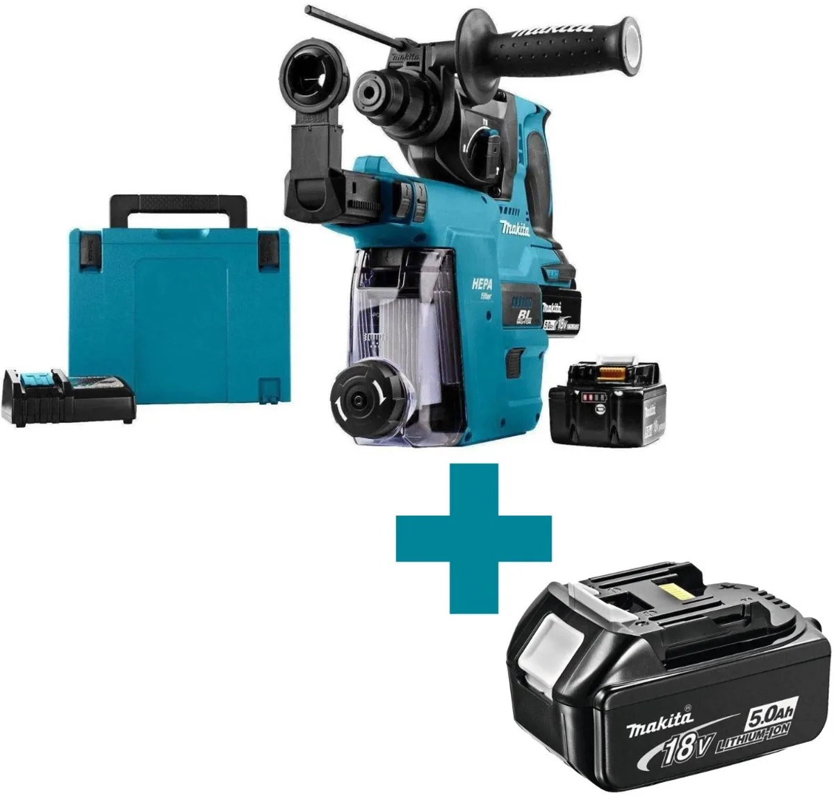 Makita DHR242RTJW CombiHamer 18V - 2x5,0Ah accu - SDS-Plus