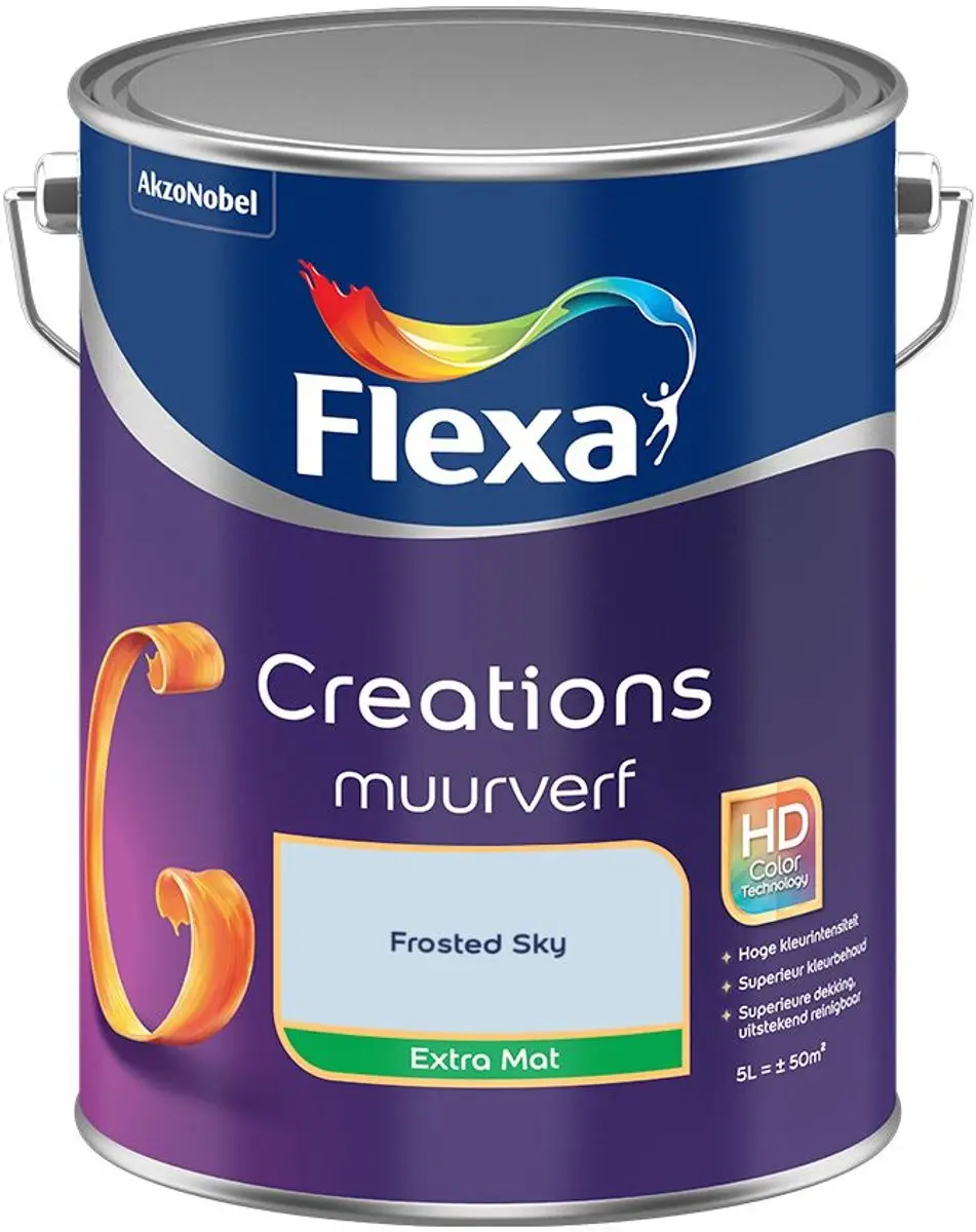 Flexa Creations Muurverf Extra Mat Frosted Sky 5L