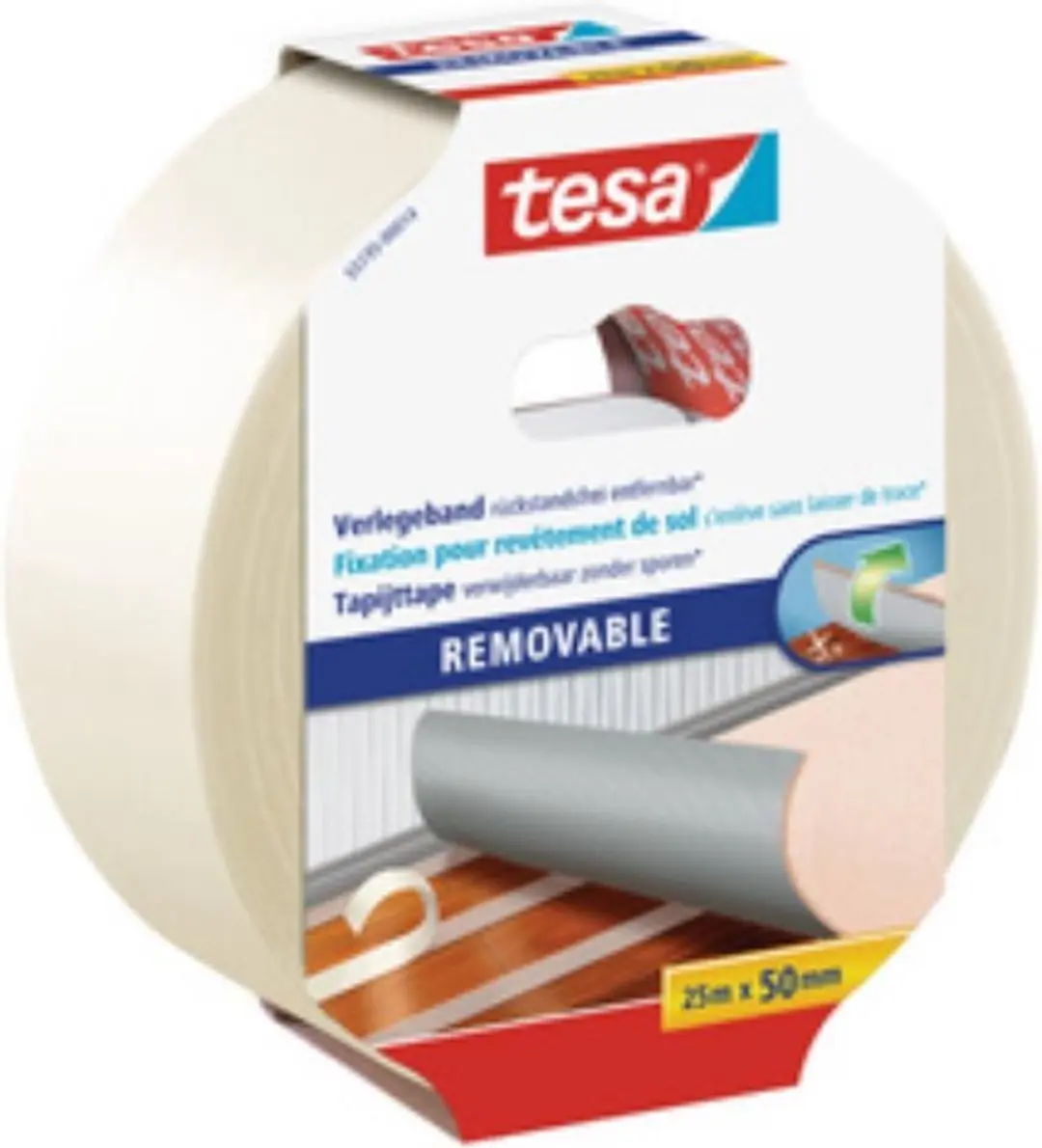 Tesa Tapijttape 55729T - 2 Stuks 10m x 50mm Wit - afbeelding 2 van 2