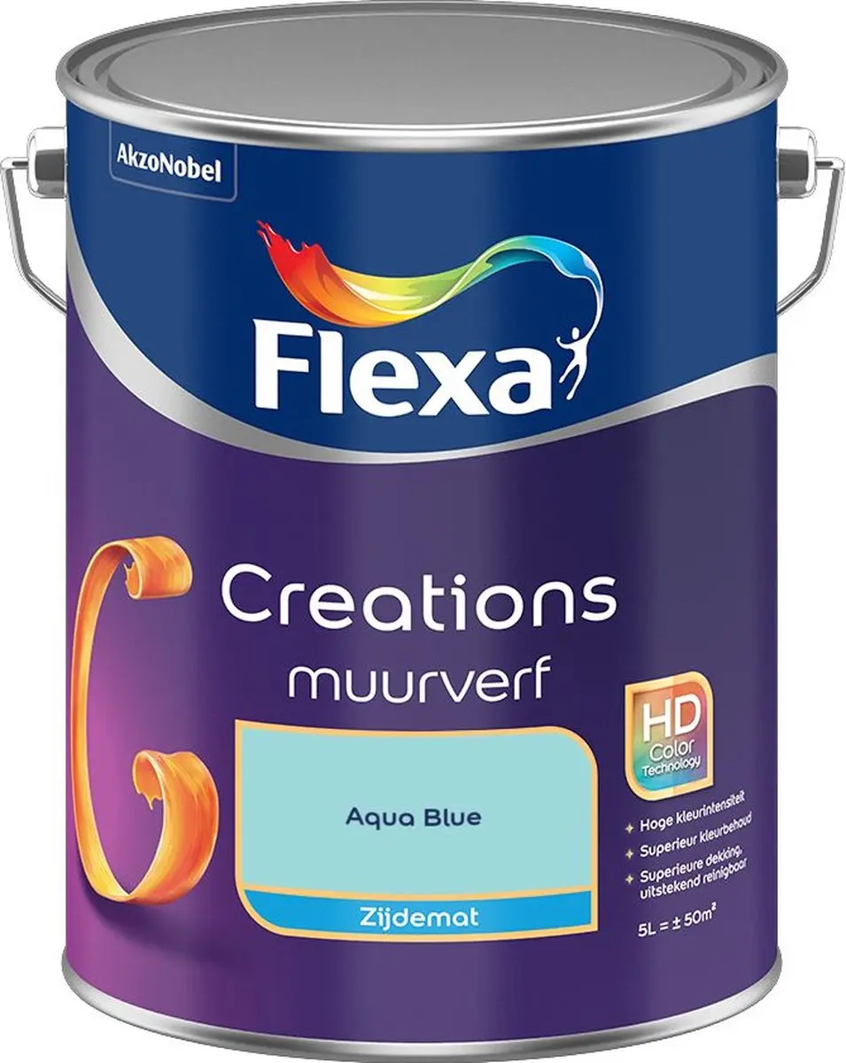 Flexa Creations Muurverf Zijdemat Aqua Blue 5L