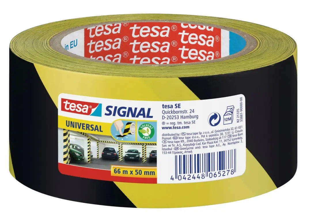 Tesa Signaal Tape Geel/Zwart 66m x 50mm