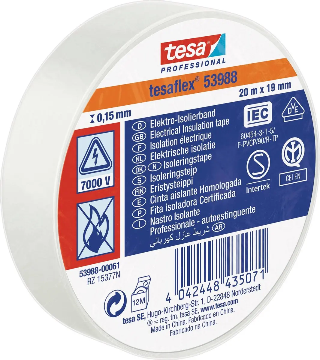 Tesa Isolatietape 19mm Wit - 20m