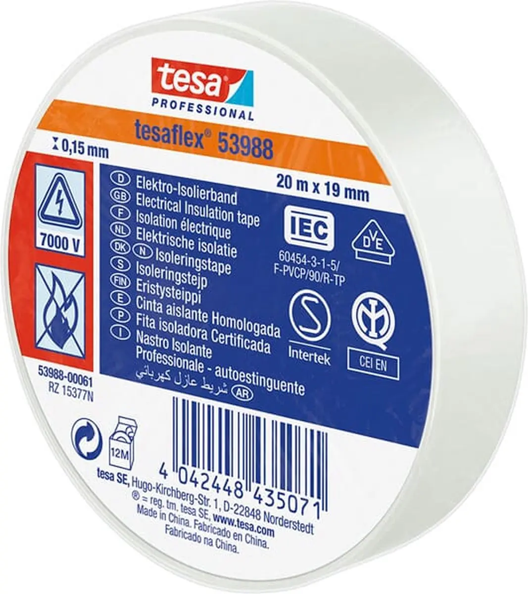 Tesa Isolatietape 19mm Wit - 20m