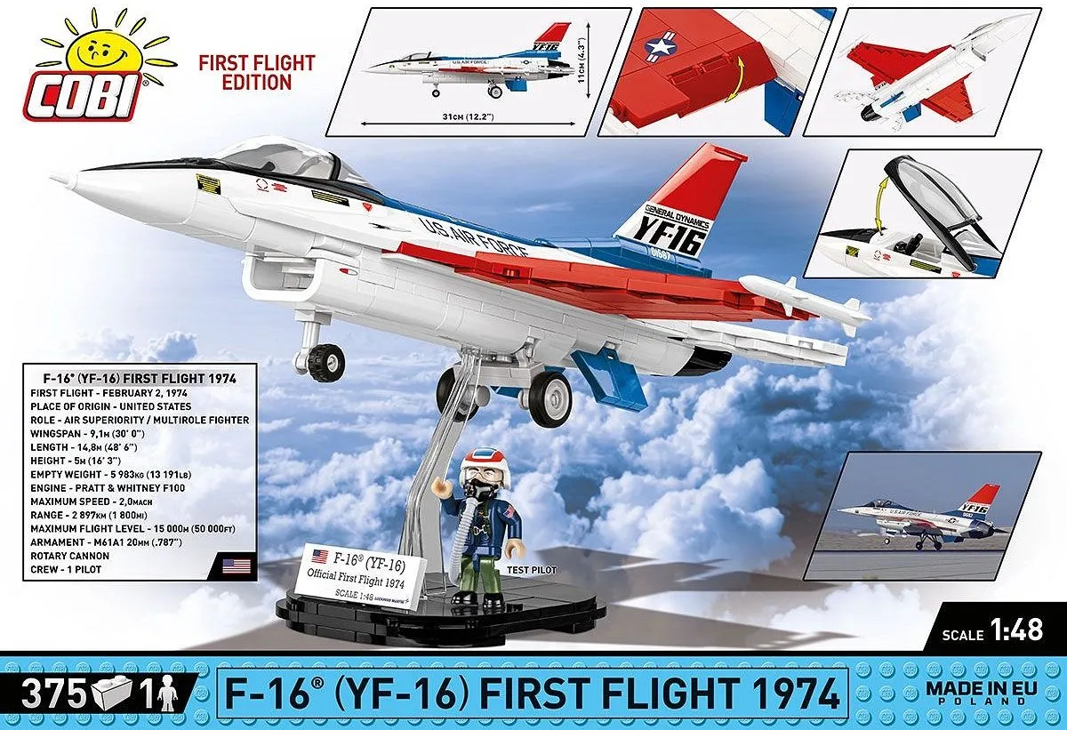 Cobi F-16 Eerste Vlucht Editie Bouwset 375 Stuks - Meerkleurig - afbeelding 6 van 6
