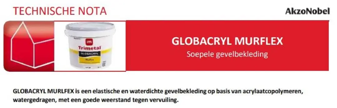 Trimetal Globacryl Murflex Waterdichte Buitenmuurverf 5L - RAL 9010