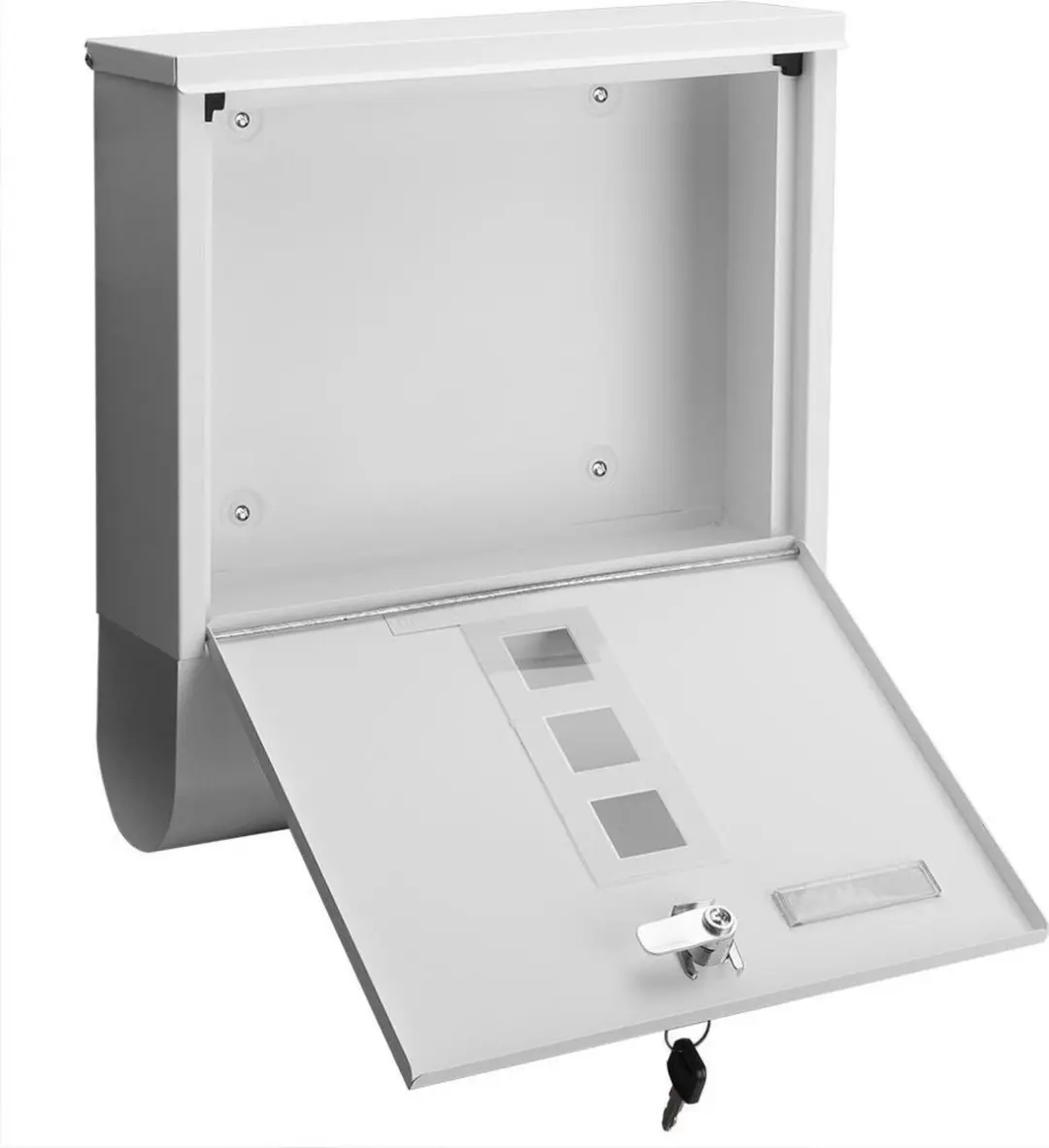 Monzana Design Brievenbus RVS - Krantenvak - 2 Sleutels - Wit