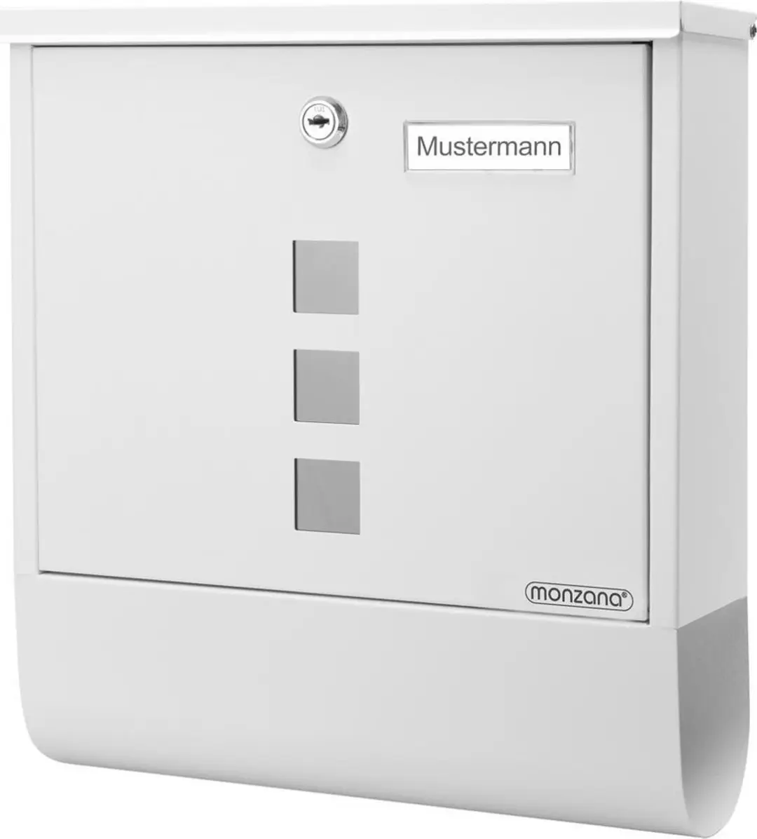 Monzana Design Brievenbus RVS - Krantenvak - 2 Sleutels - Wit