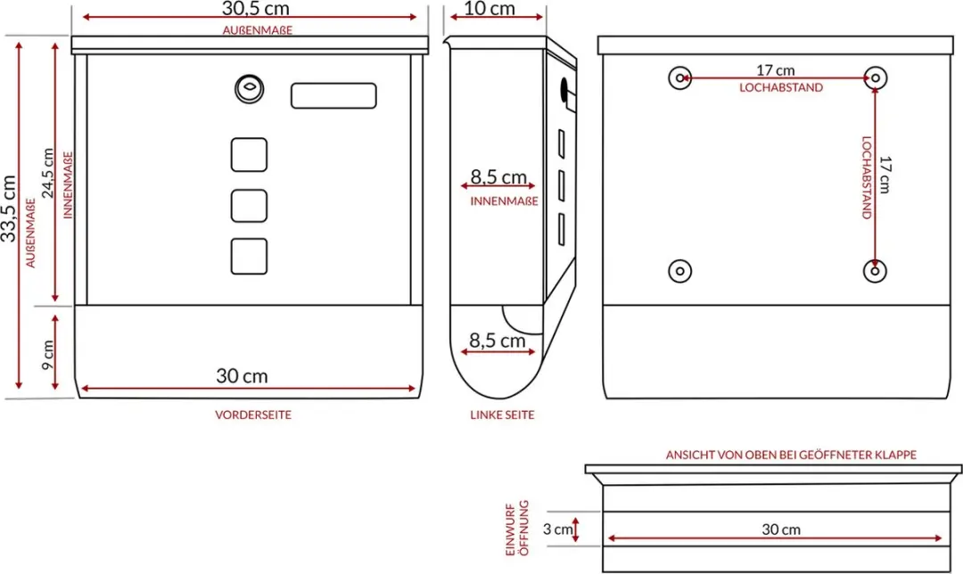Monzana Design Brievenbus RVS - Krantenvak - 2 Sleutels - Wit - afbeelding 6 van 6