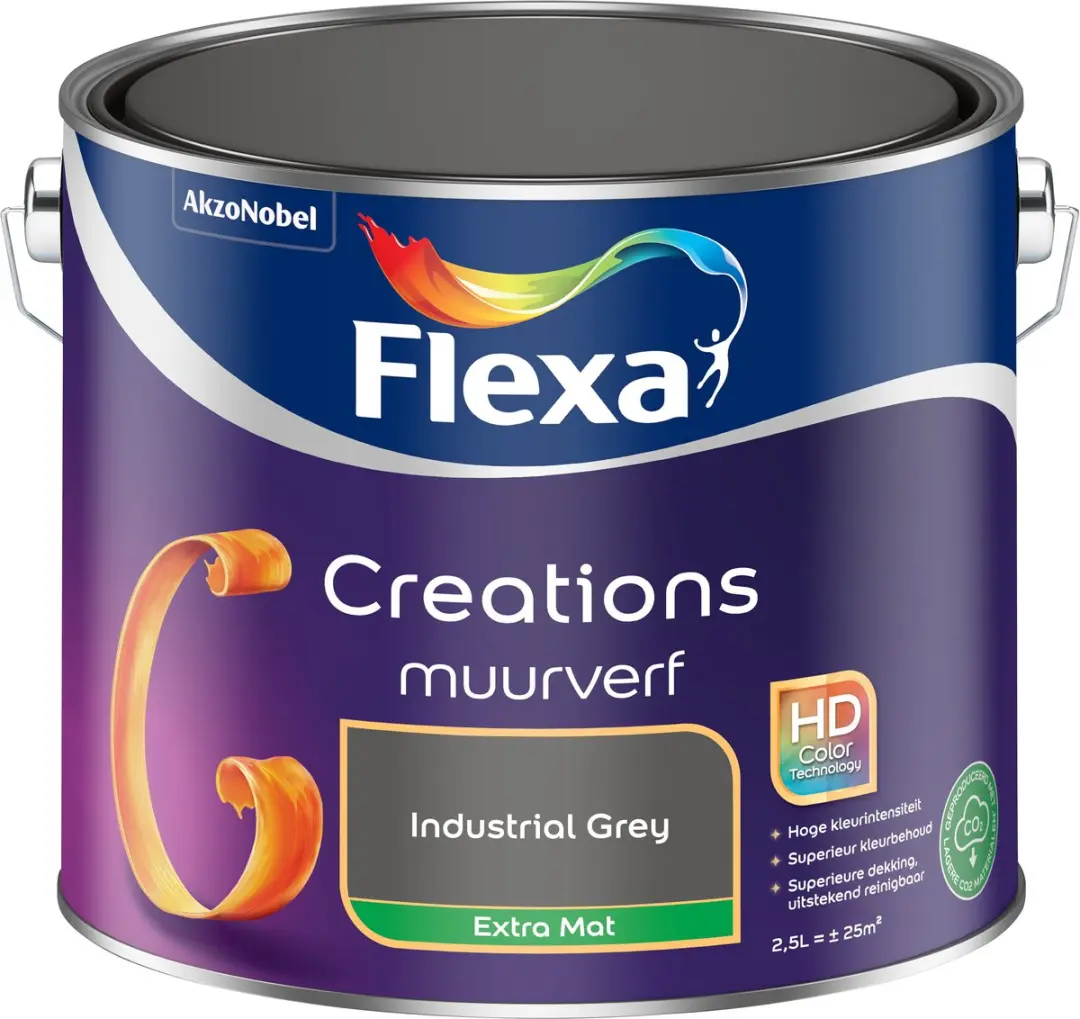 Flexa Creations Muurverf Extra Mat Industrial Grey 2,5L