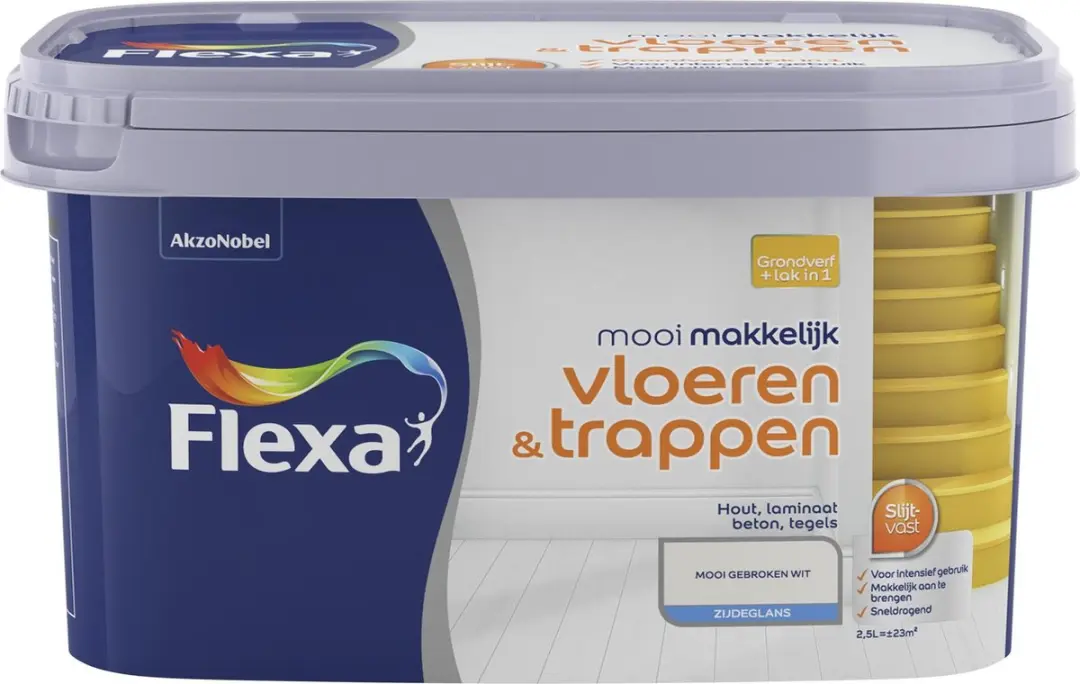 Flexa Mooi Makkelijk Vloeren & Trappen Zijdeglans 2,5L - Gebroken wit