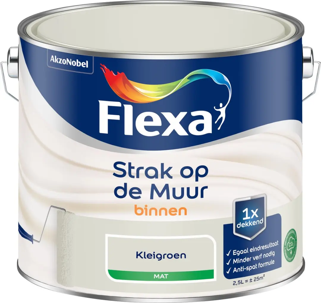 Flexa Strak Op De Muur Binnen Mat Kleigroen 2,5L