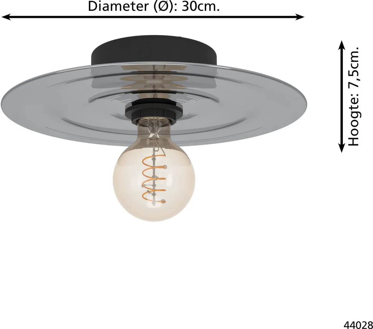 Eglo Lintmill Plafondlamp E27 - Ø30cm - Zwart/Grijs