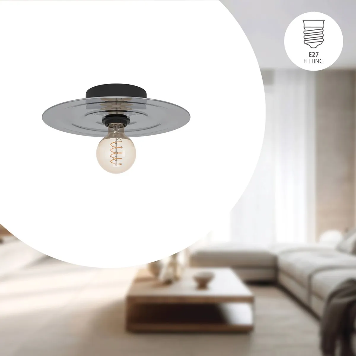 Eglo Lintmill Plafondlamp E27 - Ø30cm - Zwart/Grijs