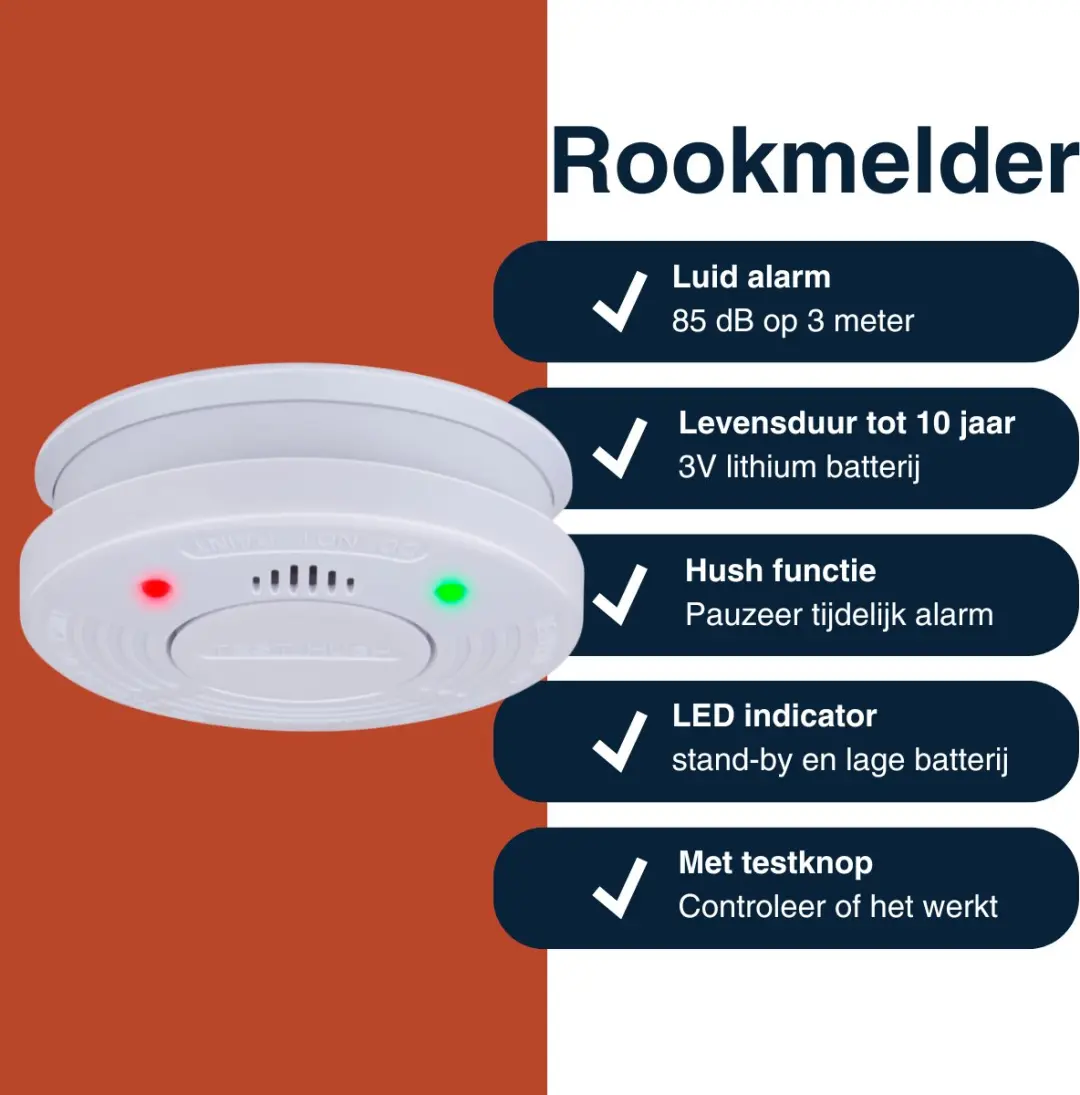 Grundig Rookmelder 10 Jaar - Optische Sensor 85dB Wit