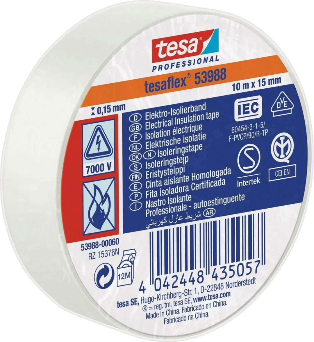 Tesa Isolatietape 19mm Wit - 10m