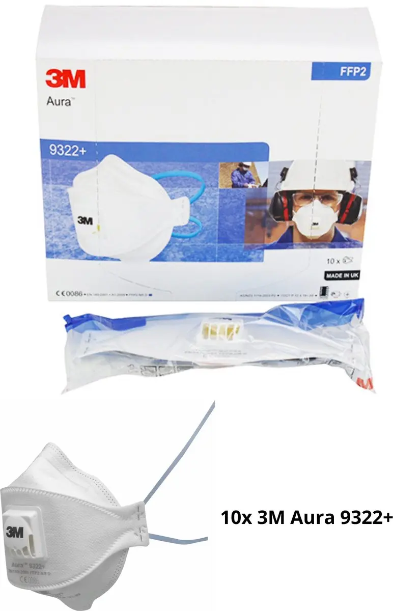 3M Aura 9322+ FFP2 D Stofmasker met ventiel