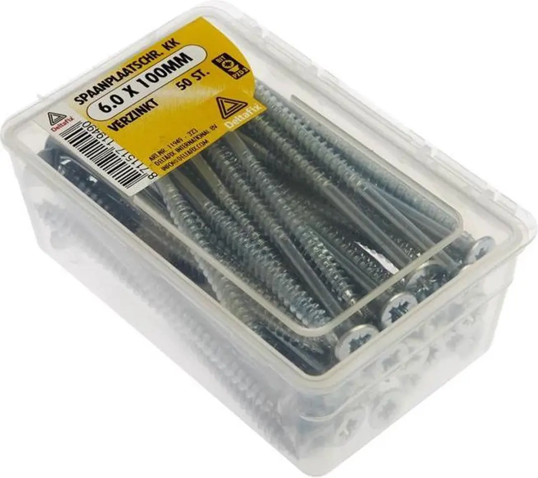 Deltafix Spaanplaatschroeven 6.0x100mm - 50 Stuks - Verzinkt