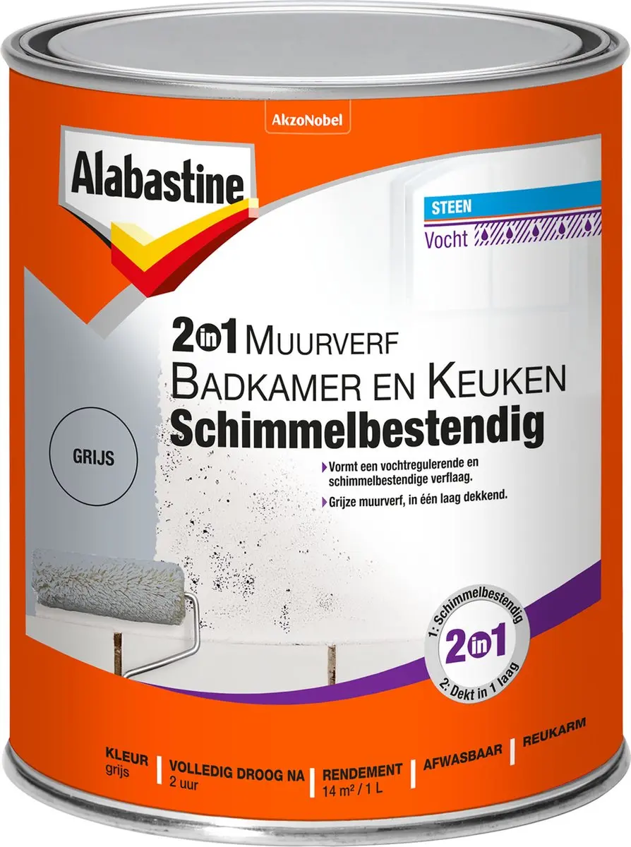 Alabastine Muurverf Badkamer & Keuken Schimmelbestendig 1L