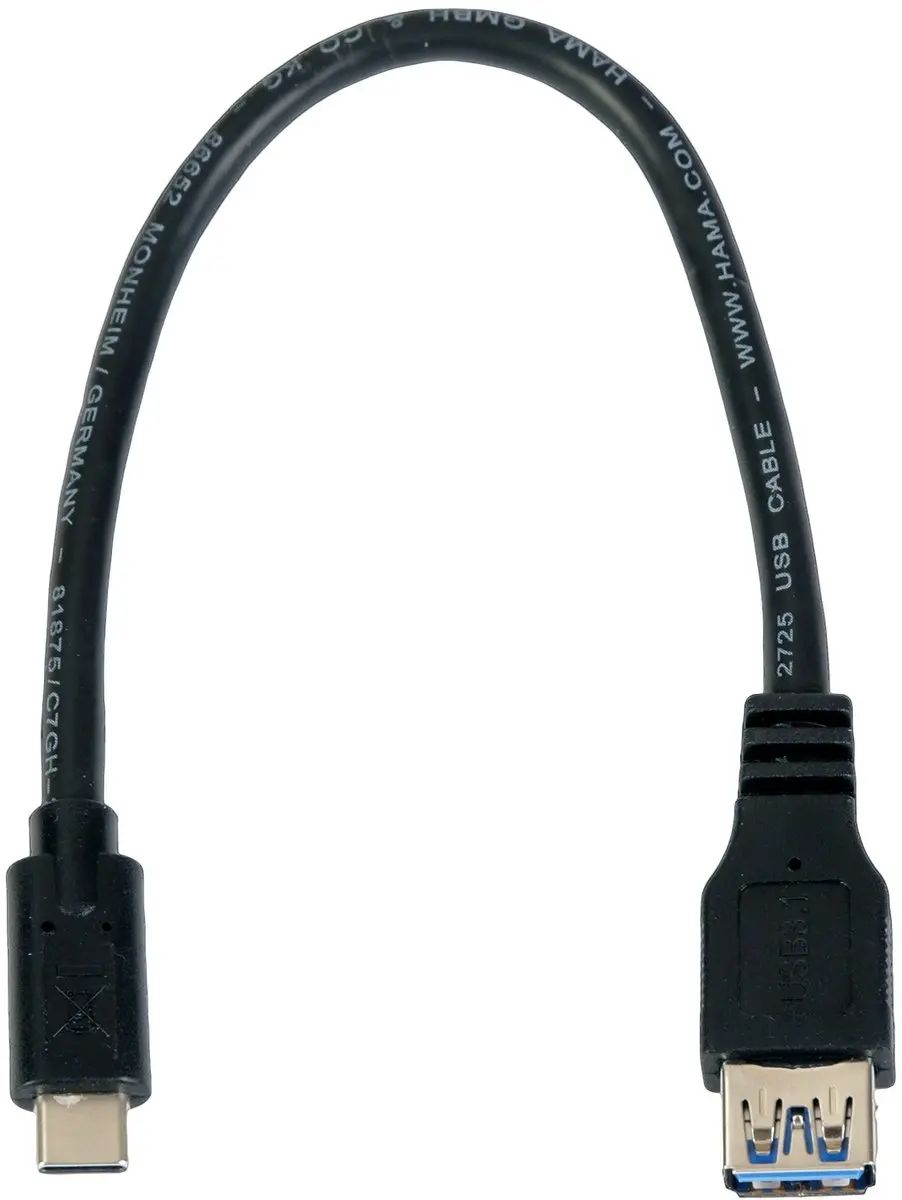 Hama USB-C naar USB-A Kabel USB 3.1 - Zwart - afbeelding 6 van 6