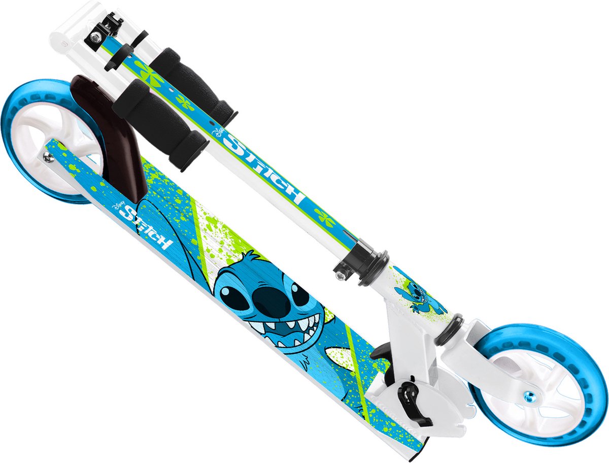 Disney Stitch 2-wiel Kinderstep - Opvouwbaar - Voetrem - Wit/blauw