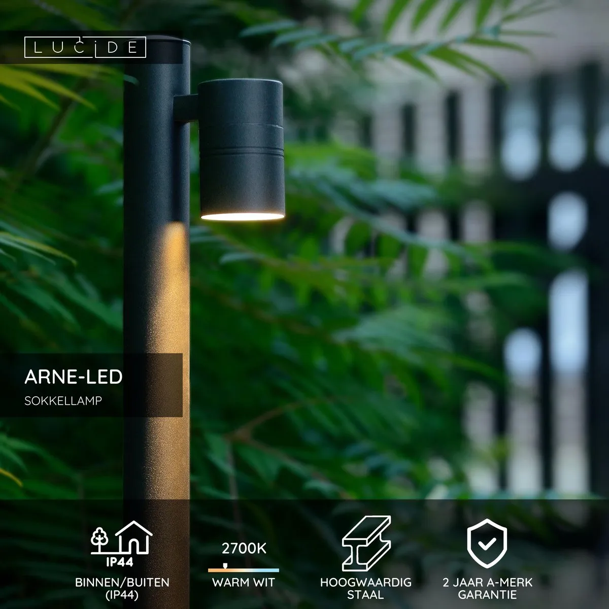 Lucide Arne LED Sokkellamp GU10 5W 2700K - Zwart