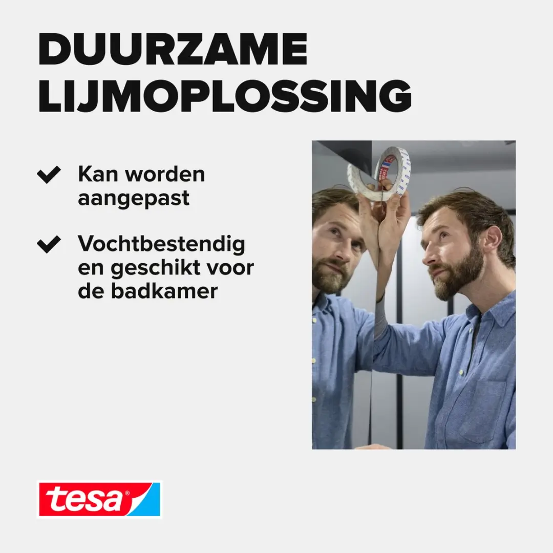 Tesa Powerbond Mirror Dubbelzijdige Montagetape 5m x 38mm - Transparant