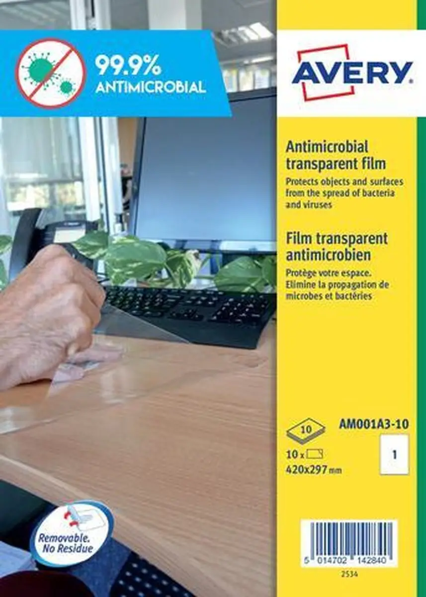 Avery Antimicrobiële Beschermfolie 400x277mm - 10 Stuks