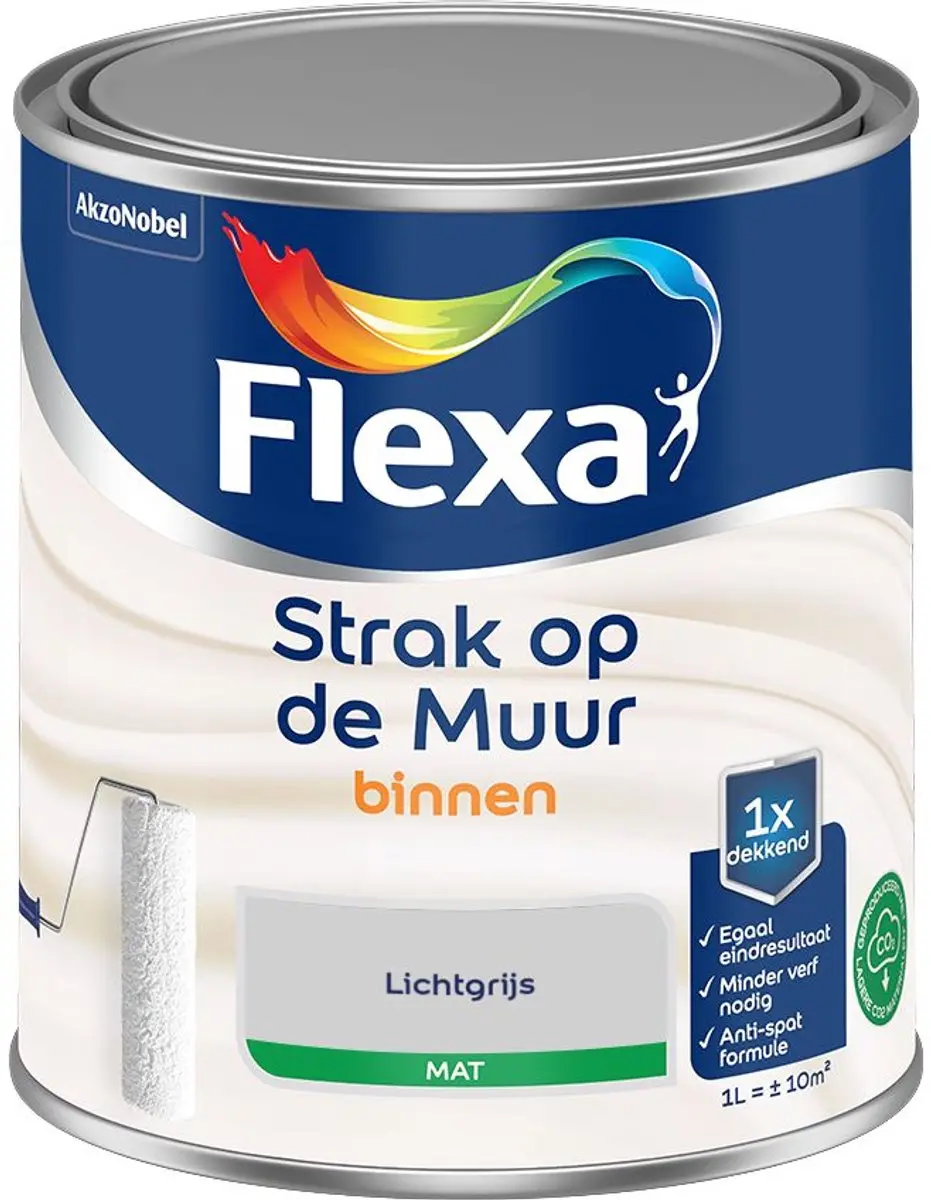 Flexa Strak op de Muur Binnen Mat Lichtgrijs Mengverf 1L