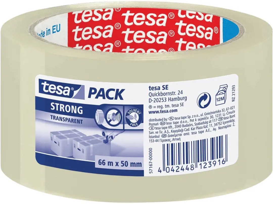 Tesa Verpakkingstape Transparant 66m x 50mm - 2 Stuks