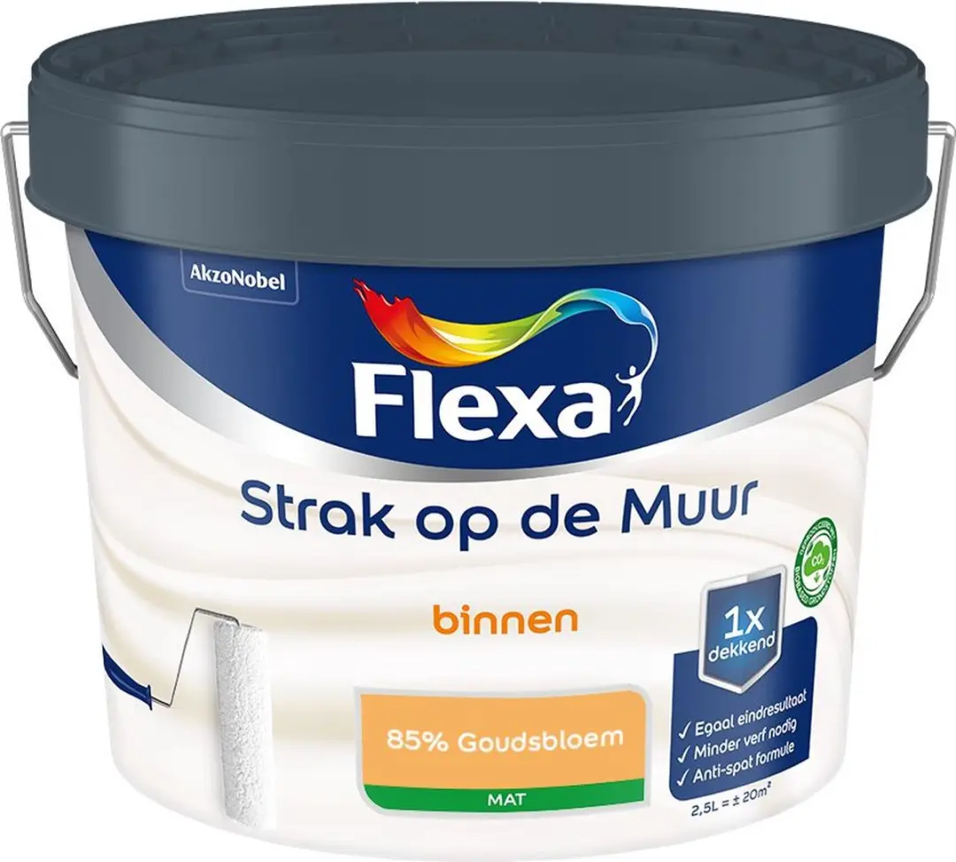 Flexa Strak op de Muur Binnenmat 85% Goudsbloem Mengverf 2,5L
