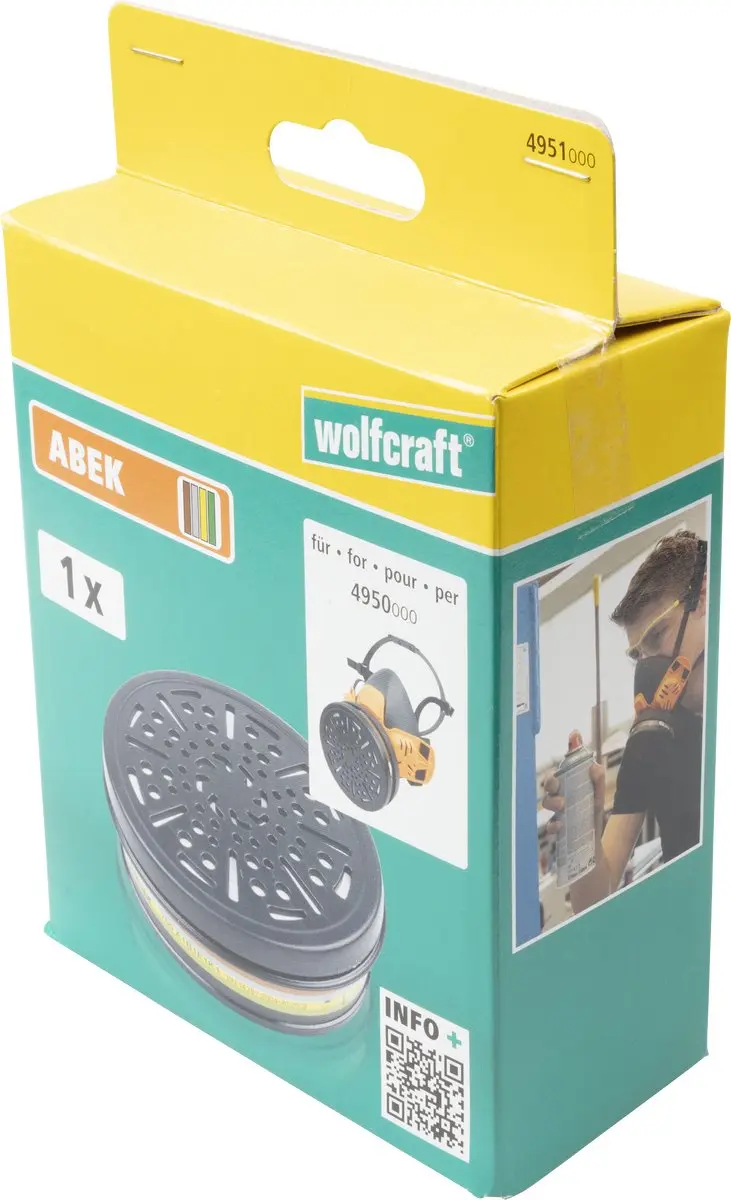 Wolfcraft Halfgelaatsmasker ABEK Filter 4951000 - Zwart - afbeelding 4 van 4