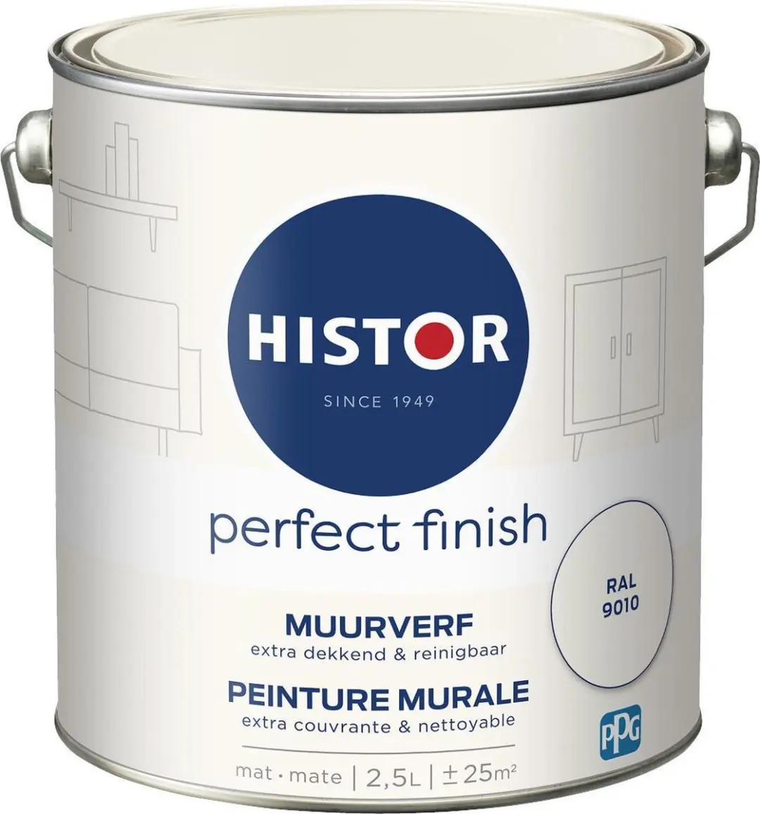 Histor Perfect Finish Muurverf Mat RAL 9010 - 2,5L