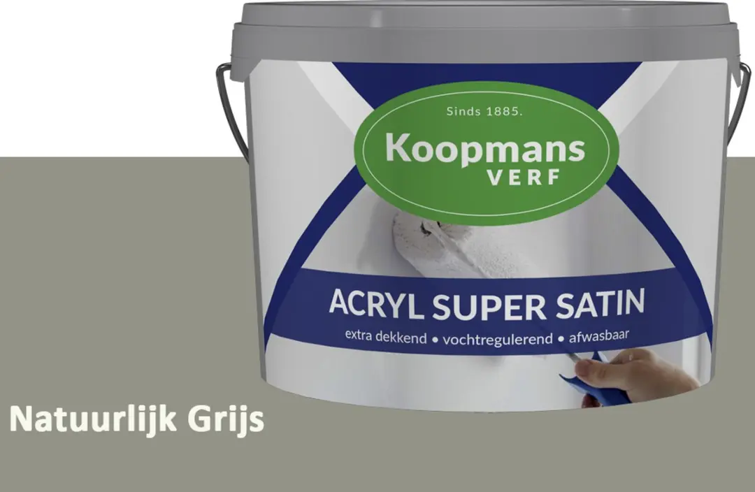 Koopmans Acryl Super Satin Natuurlijk Grijs Muurverf 1L