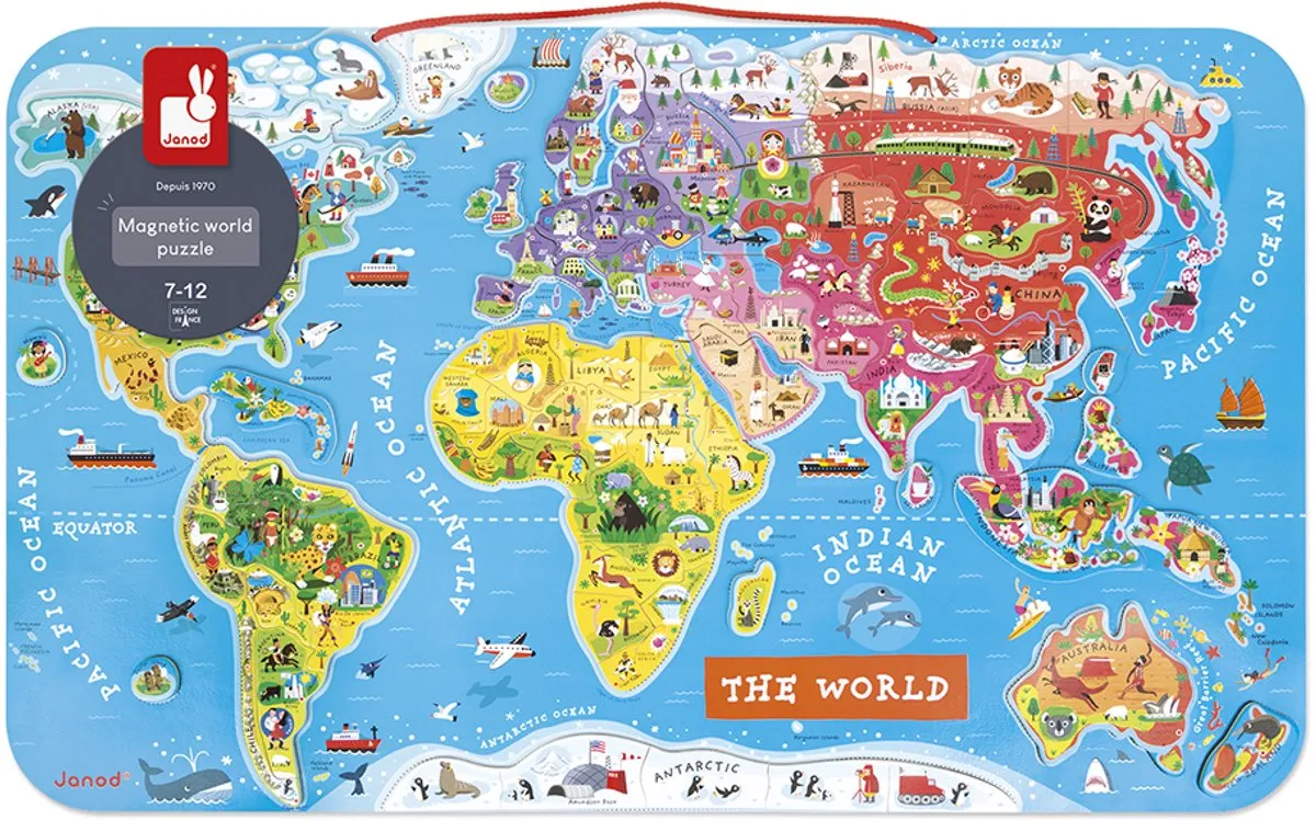 Janod Magneetbord Wereld - 92 Magneten - Vanaf 7 jaar - afbeelding 6 van 6
