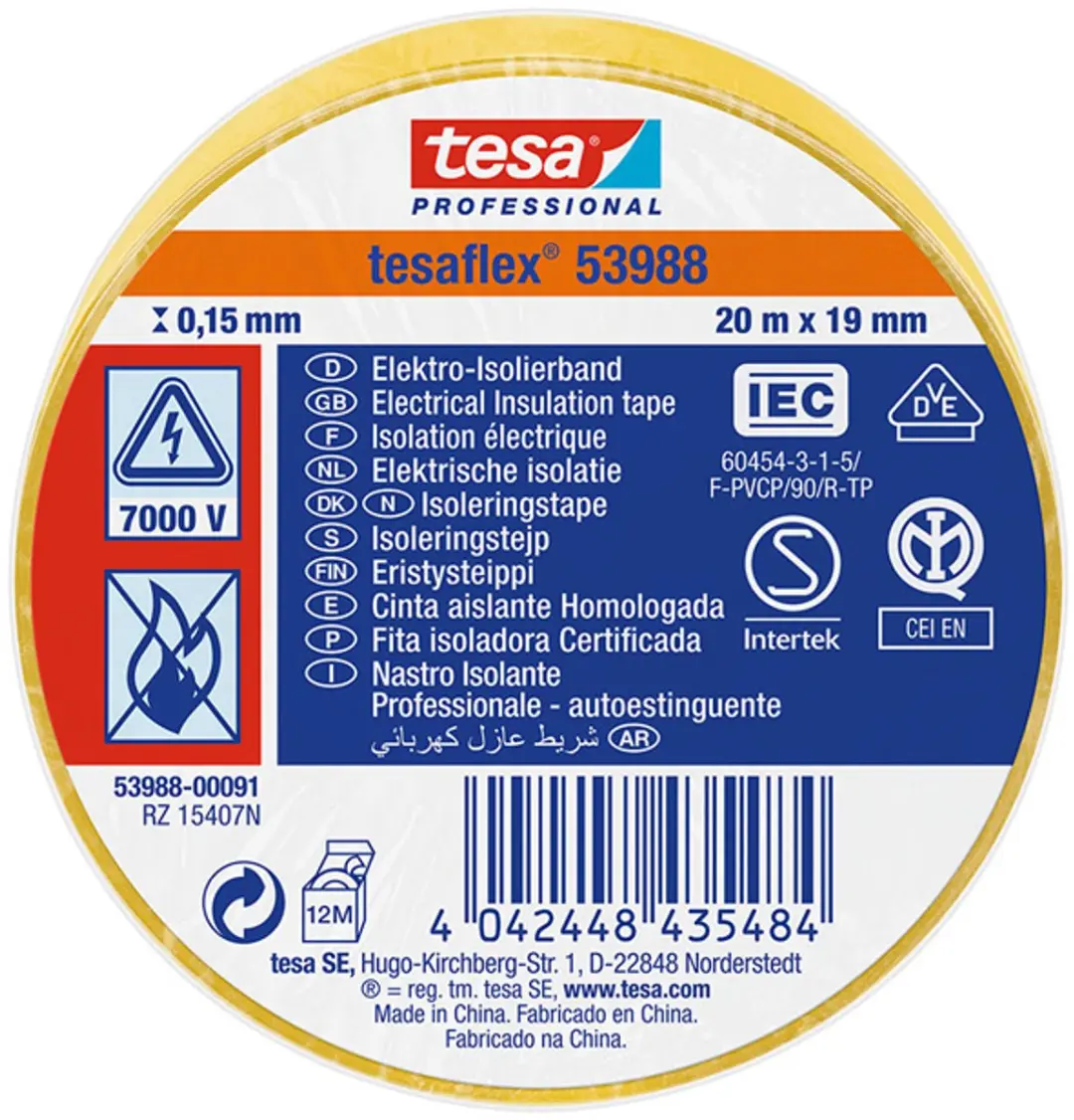 Tesa Isolatietape 53988 19mm - 20m - Geel