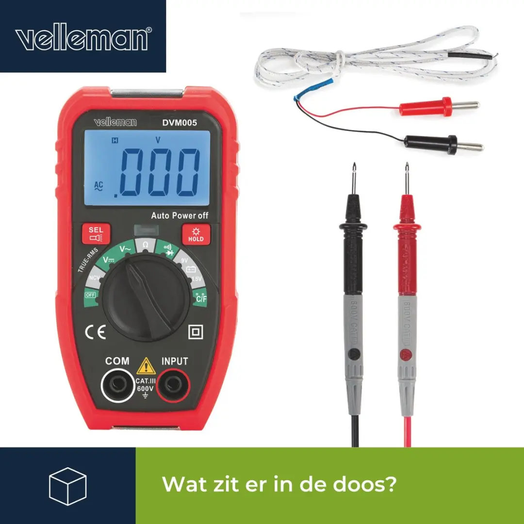 Velleman DVM005 Digitale Multimeter - Rood/Zwart