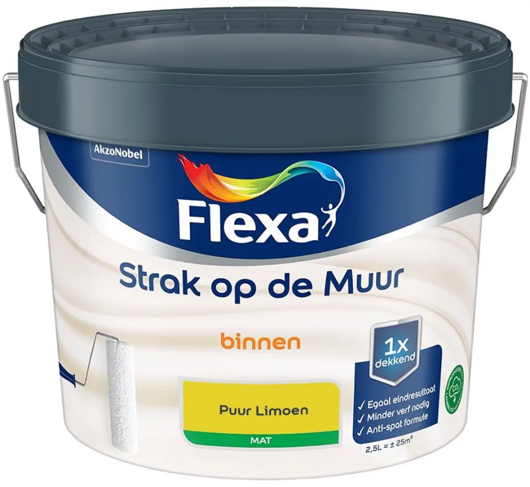 Flexa Strak Op De Muur Binnenmat Puur Limoen Mengverf 2,5L