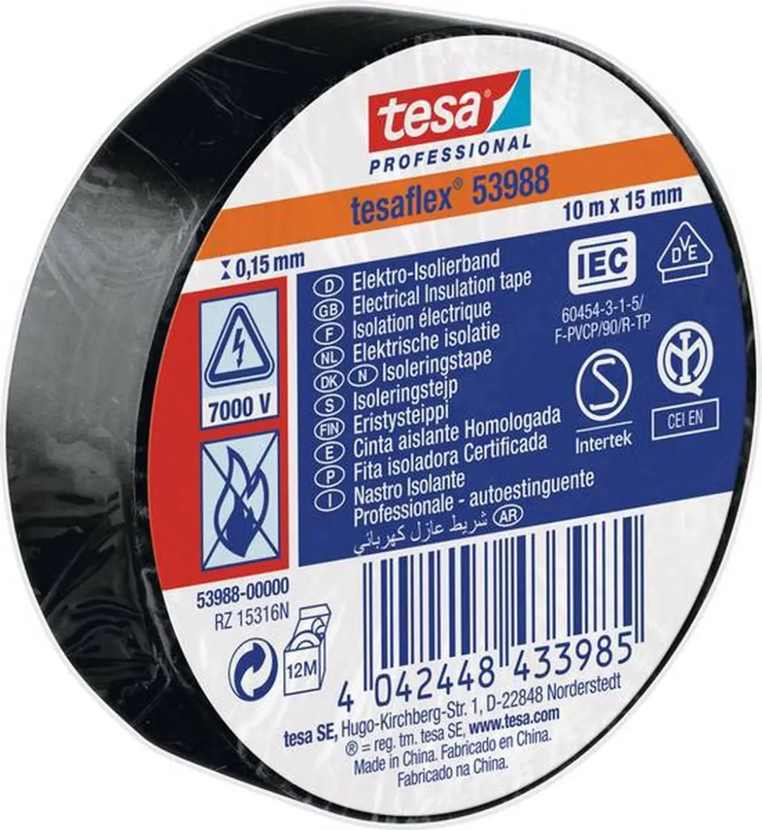 Tesa Isolatietape 19mm - 10m - Zwart