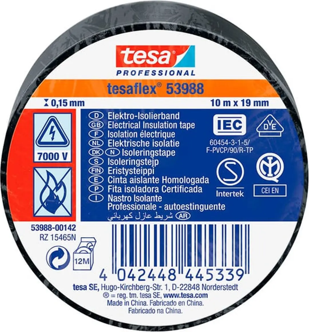 Tesa Isolatietape 19mm - 10m - Zwart