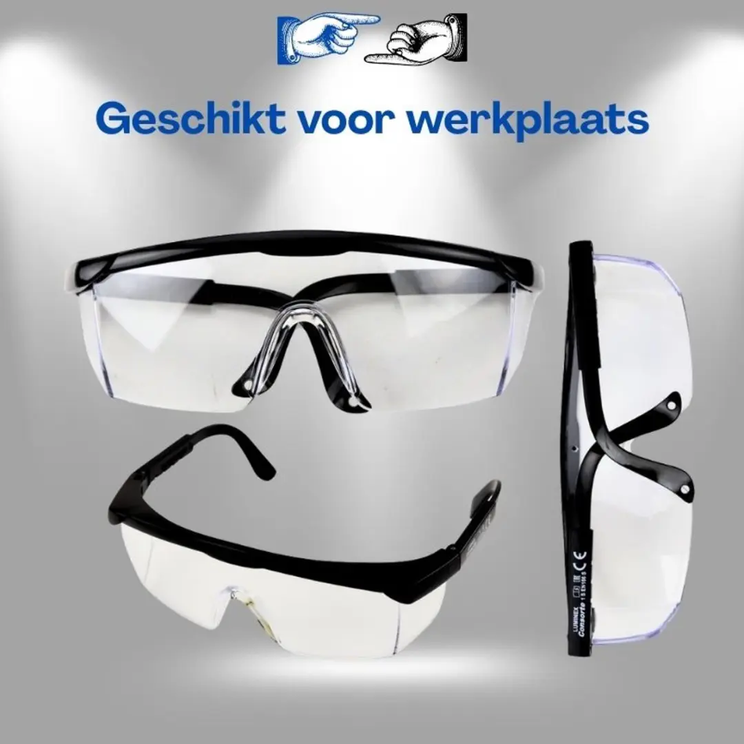 LEAN TOYS Veiligheidsbril Zwart - Klasse 1 - afbeelding 3 van 6