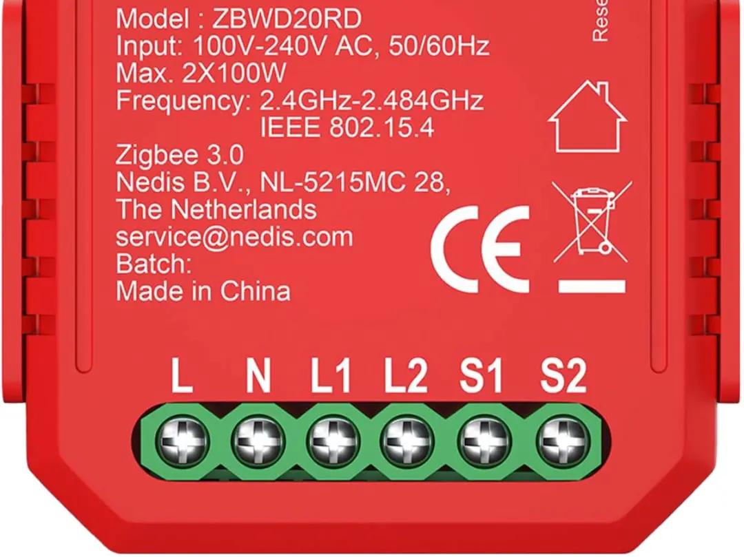 Nedis SmartLife ZBWD20RD Dubbele Triac Dimmer 2x100W - Rood